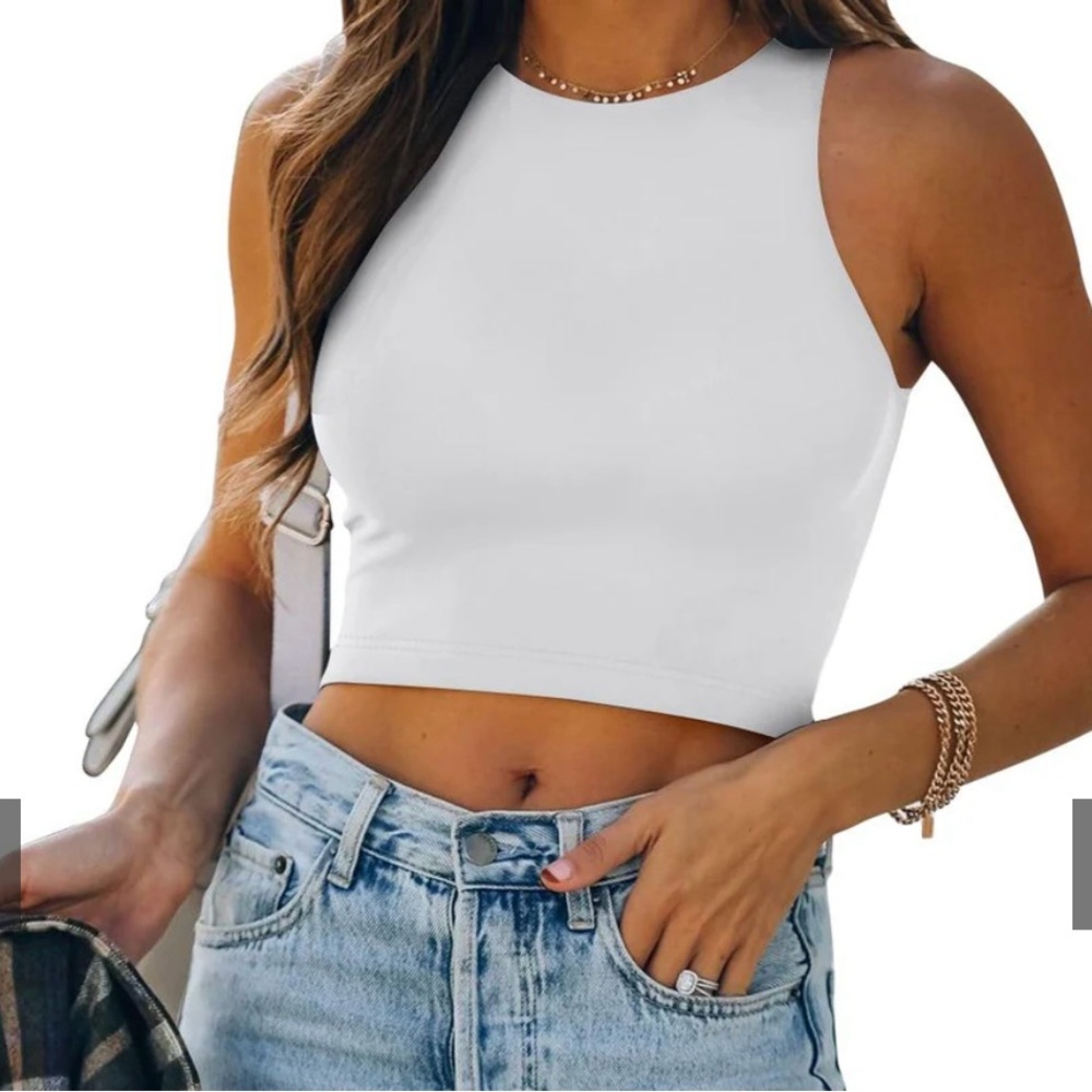White Sleeveless Tank Top